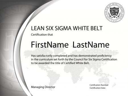 Lean Six Sigma White Belt Certification Lean Six Sigma White Belt Certification
