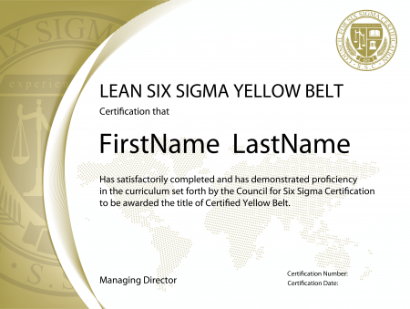 Lean Six Sigma Yellow Belt Certification Lean Six Sigma Yellow Belt Certification